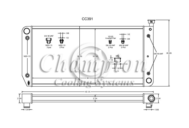CC391 All-Aluminum Radiator for 1988-1993 Chevy C/K Series Trucks, 1500, 2500, 3500 6.2L Diesel