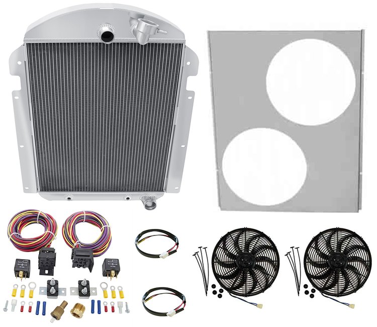 CC3940CH All-Aluminum Radiator System Kit for 1939-1940 Chevy 1/2, 3/4, & 1-Ton Pickup Truck [V8 Conversion]