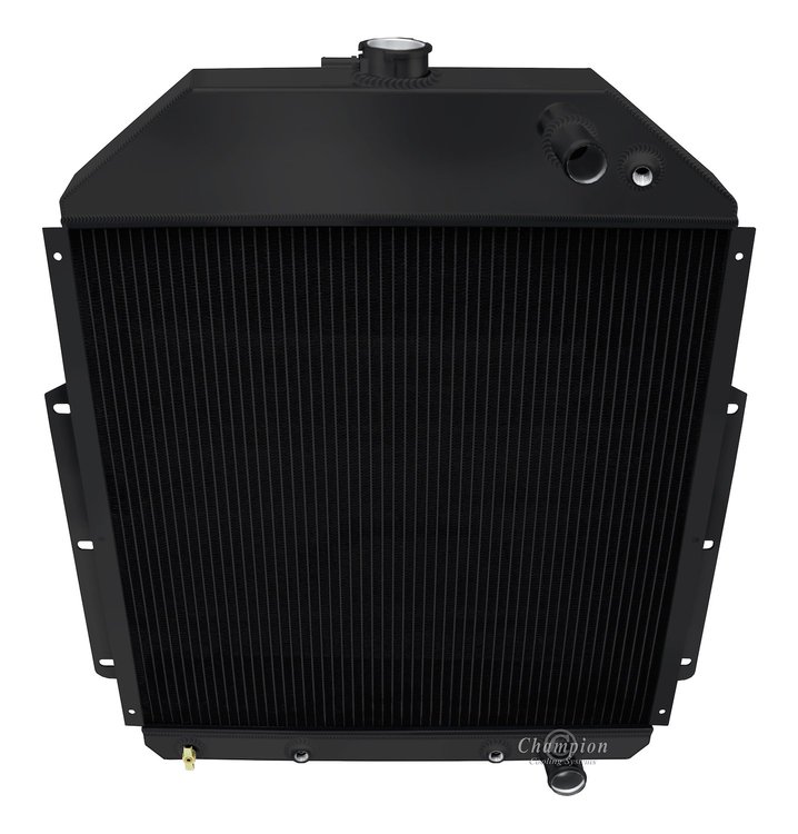 CC4252-LS-BLK GM LS Conversion/Dual-Pass Radiator for 1942-47 Ford 1/2, 3/4, 1-Ton Trucks, 1948-52 Ford F1, F2, F3 Truck [Black]