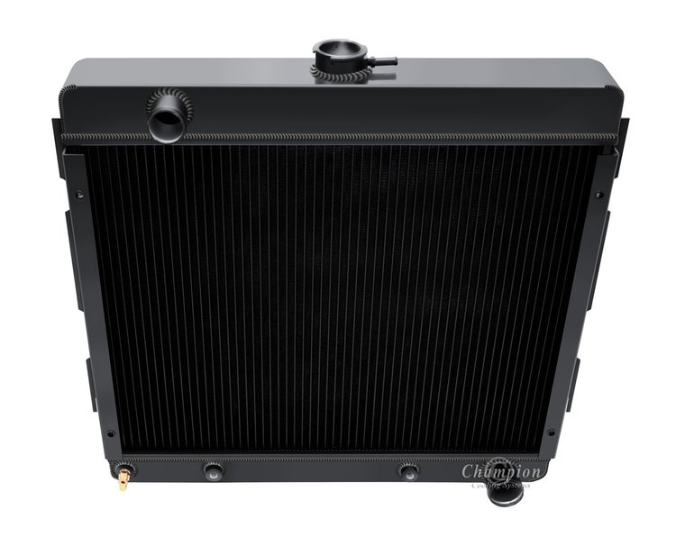 3-Row Aluminum Radiator 1970-1972 Dodge Dart 318/240/360 V8, 1970-1972 Plymouth Duster/Valiant 318/240/360 V8, Semi-Gloss Black