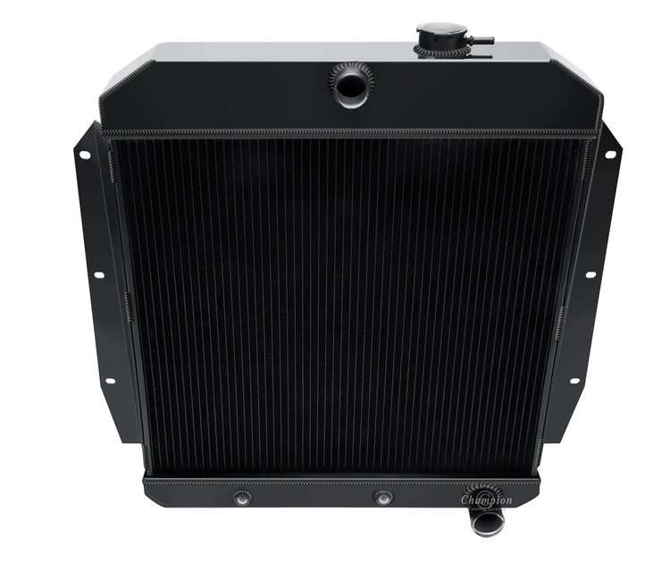 3-Row Aluminum Radiator 1955-1959 Chevy Pickup Truck, Semi-Gloss Black Finish