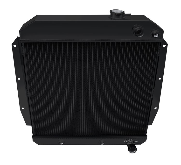 CC5559-LS-BLK GM LS Conversion/Dual-Pass Radiator for 1955-1959 Chevy Pickup Truck, Suburban 3.8/4.3/4.6/5.3/5.7L [Black]