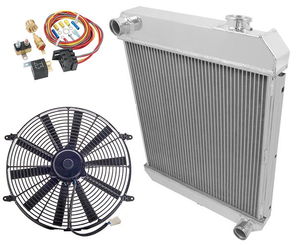 Aluminum Radiator, Fan and Wire Harness Kit for 1960-1966 Chevy Truck 6-Cylinder