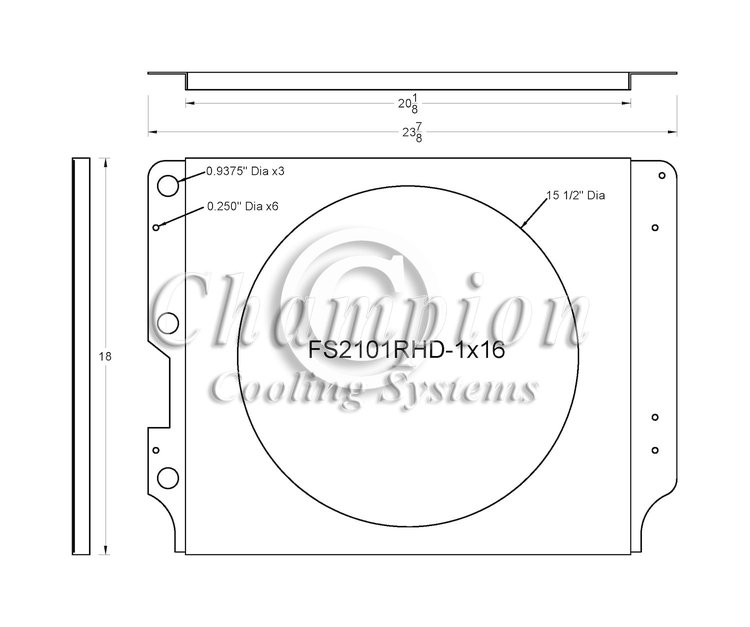 FS2101RHD-1X16 Aluminum Fan Shroud for Select 1987-2006 Jeep YJ/TJ 2.4L, 2.5L, 4.0L, 4.2L