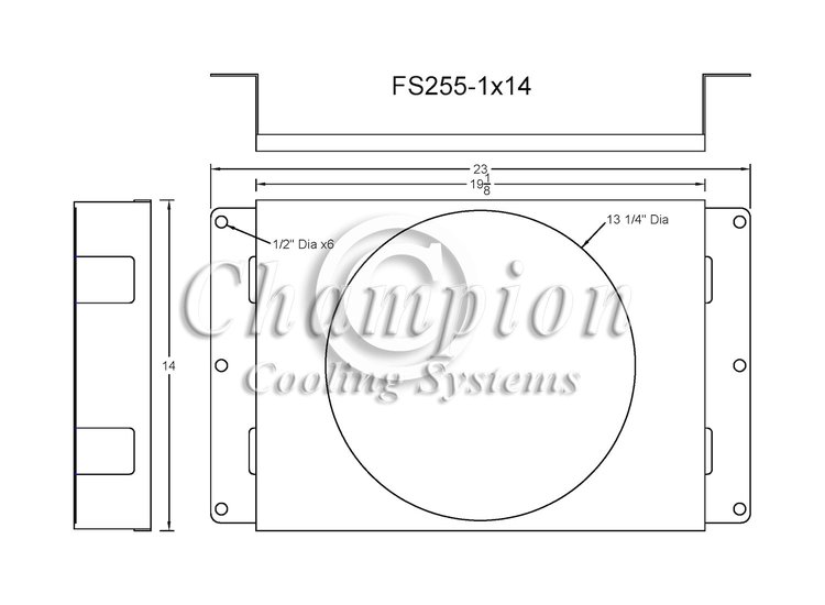 FS255-1X14 Aluminum Fan Shroud for 1962-1967 Chevrolet Nova