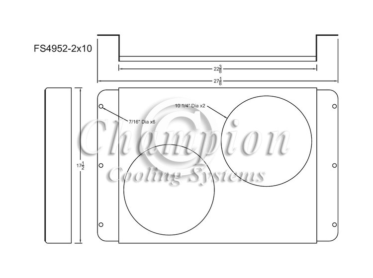 FS4952-2X10 Aluminum Fan Shroud for 1949-1952 Studebaker Pick-Up Trucks