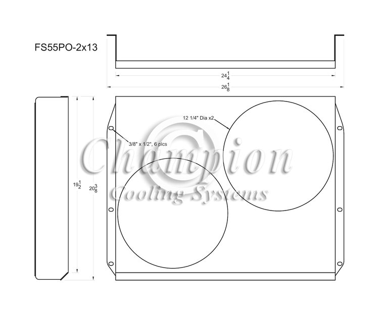 FS55PO-2X13 Aluminum Fan Shroud for Select 1955-1956 Pontiac Vehicles