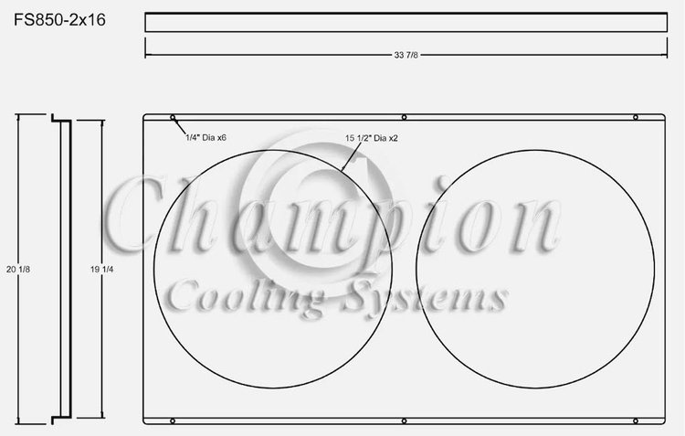 FS850-2X16 Aluminum Fan Shroud for CC850 Aluminum Radiator & (2) 16 in. Fans
