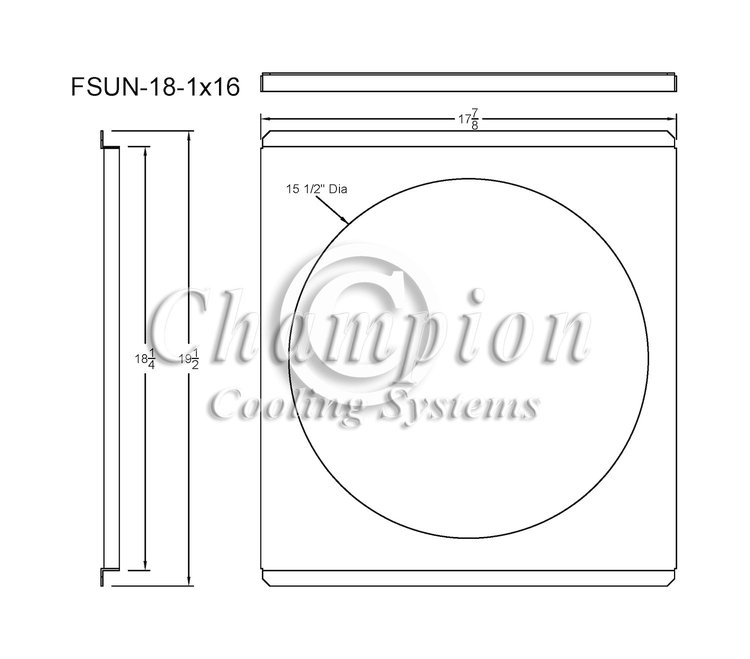 FSUN-18-1X16 Aluminum Fan Shroud for UN18CH, UN18DP, & UN18FD Radiator