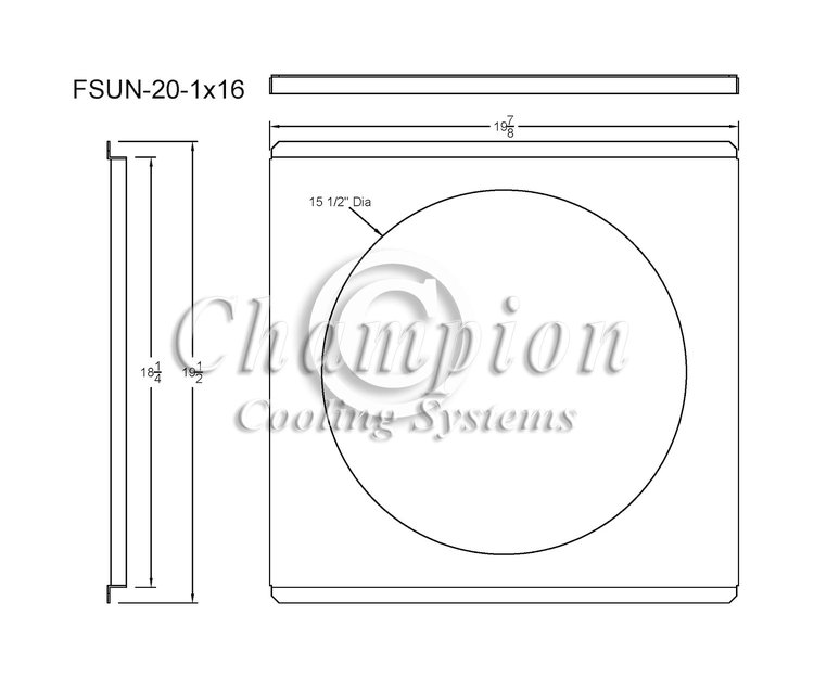 FSUN-20-1X16 Aluminum Fan Shroud for UN20CH, UN20DP, & UN20FD Radiator