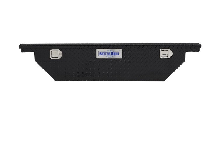 73210285 Crown Aluminum Low Profile Slimline Narrow Wedge Cut Crossover Saddle Truck Box [Gloss Black Finish]