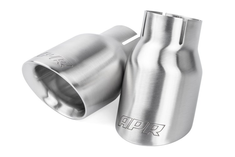 Double-Walled 3.5" Slash-Cut Tips (Brushed Silver) - Set of 2