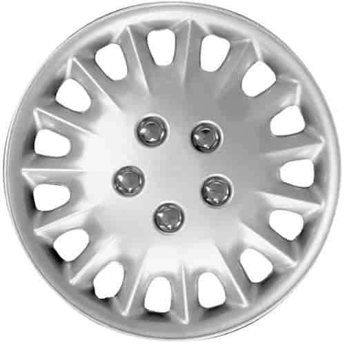 Aftermarket Wheel Cover 15 in. 15 Slots Metal Clip Silver Finish