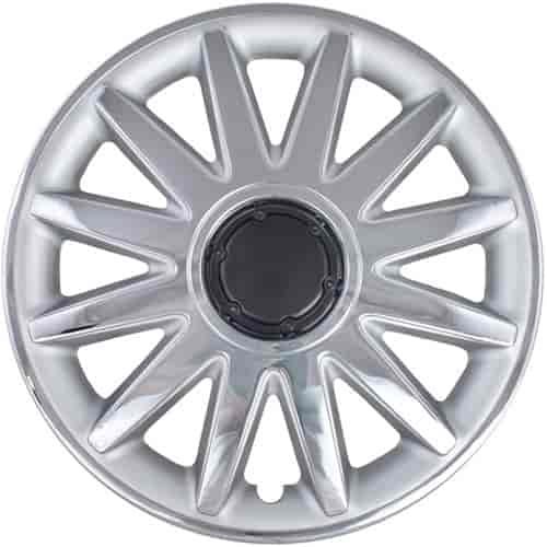 Aftermarket Wheel Cover 16 in. 12 Spokes w/Silver Vents Metal Clip Chrome w/Silver Finish