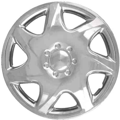 Aftermarket Wheel Cover 14 in. 7 Directional Spokes Metal Clip Silver Finish
