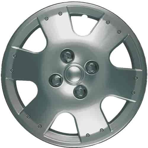 Aftermarket Wheel Cover 14 in. 6 Spokes Metal Clip Silver Finish