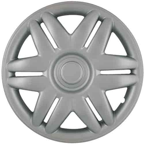 Aftermarket Wheel Cover 15 in. 12 Directional Spokes Metal Clip Silver Finish
