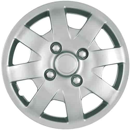 Aftermarket Wheel Cover 14 in. 8 Spokes Metal Clip Silver Finish