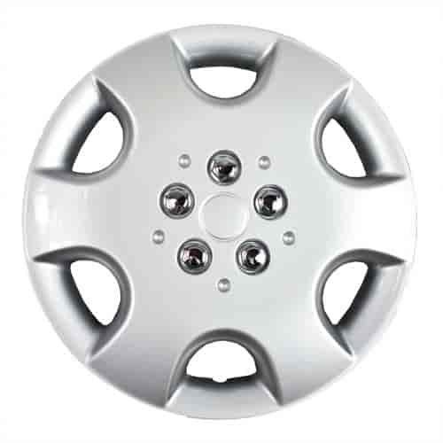 Aftermarket Wheel Cover 15 in. 6 Spokes Metal Clip Silver Finish