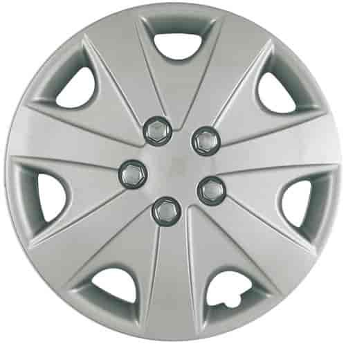Aftermarket Wheel Cover 15 in. 7 Spokes Metal Clip Silver Finish