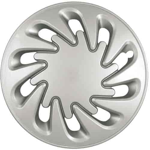 Aftermarket Wheel Cover 15 in. 10 Directional Slots Metal Clip Silver Finish