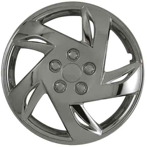 Aftermarket Wheel Cover 15 in. 5 Directional Spokes Metal Clip Chrome Finish