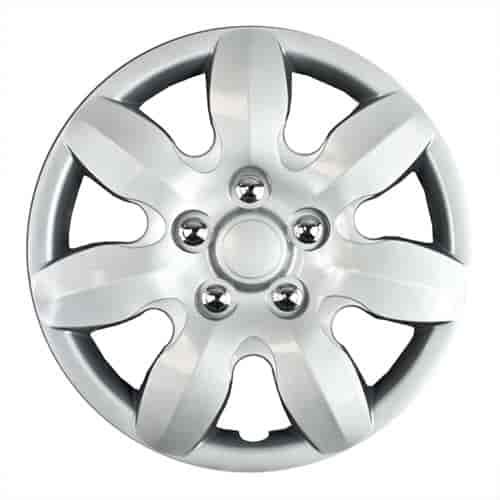 Aftermarket Wheel Cover 14 in. 7 Spokes Wheel # 55560 Plastic Clip Silver Finish