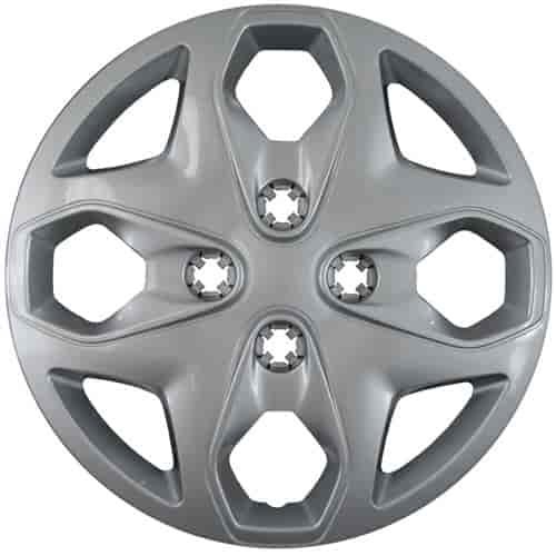 Aftermarket Wheel Cover 15 in. 4 Double Spokes Metal Clip Silver Finish