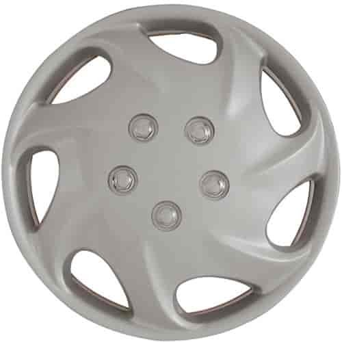 Aftermarket Wheel Cover 15 in. 7 Directional Spokes Metal Clip Silver Finish