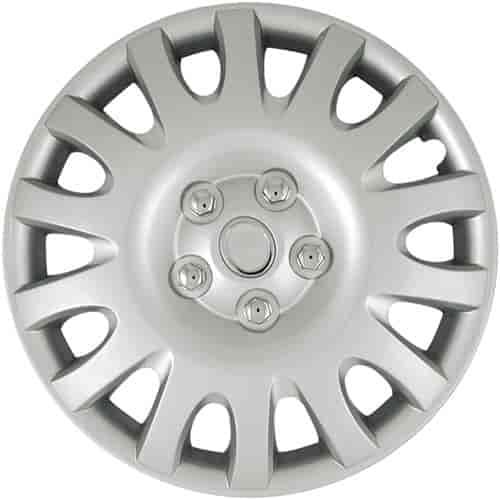 Aftermarket Wheel Cover 15 in. 14 Spokes Plastic Clip Silver Finish