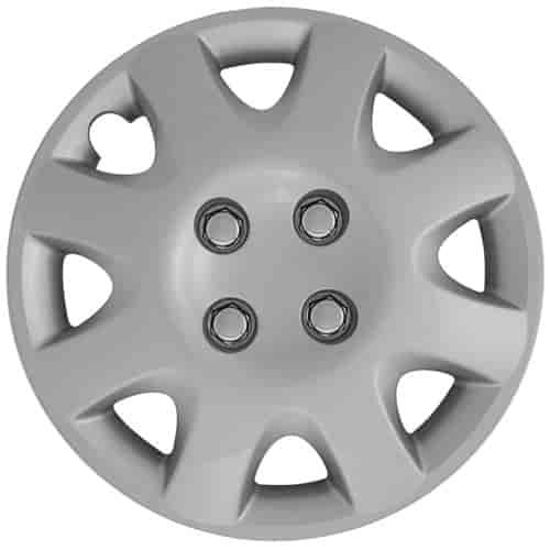 Aftermarket Wheel Cover 15 in. 8 Spokes Wheel # 55044 Plastic Clip Silver Finish