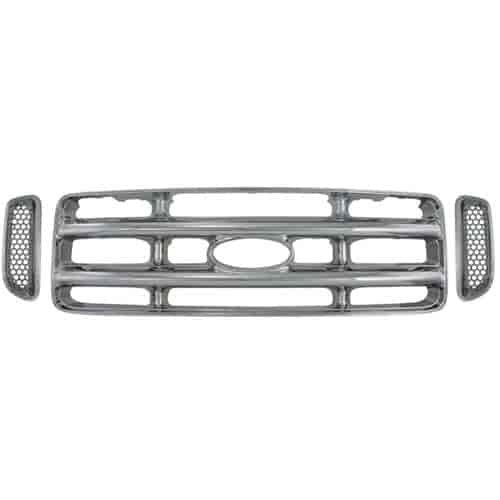 Grille Overlay 3 pc. Triple Chrome Plated ABS Snap-In