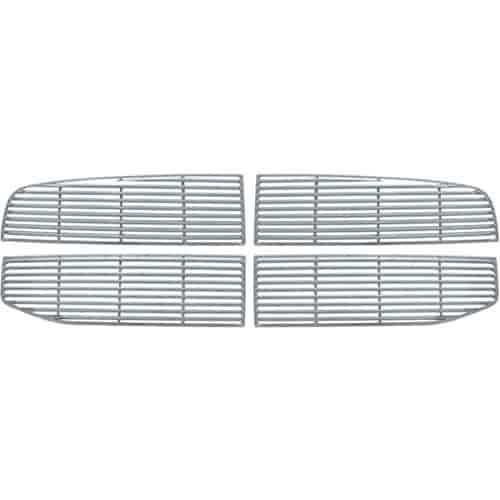 Grille Overlay 4 pc. Triple Chrome Plated ABS Snap-In Slat Bar Style