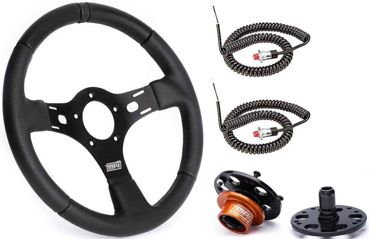 13 in. Diameter Drag Race Steering Wheel Kit, Bolt-On Style Flange