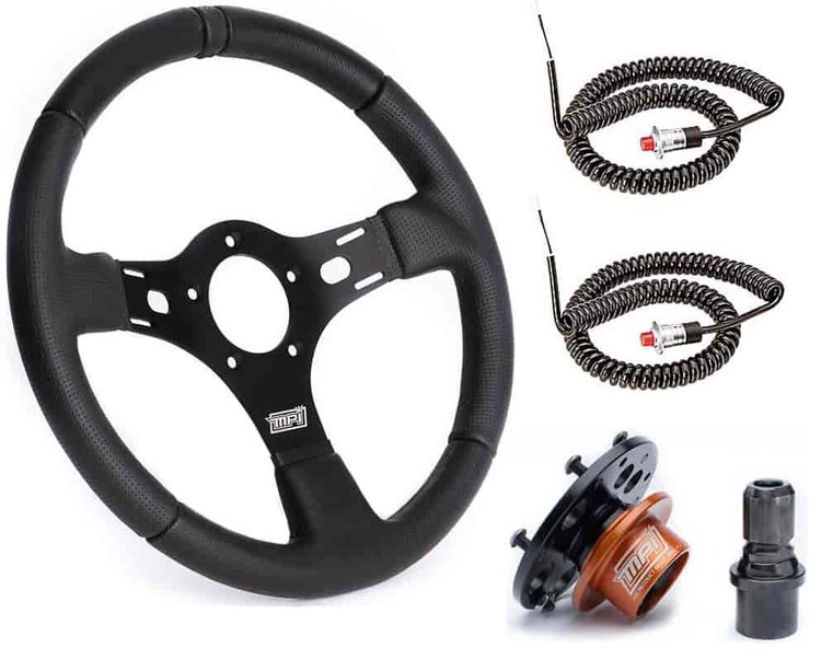 13 in. Diameter Drag Race Steering Wheel Kit, Weld-On Style Flange