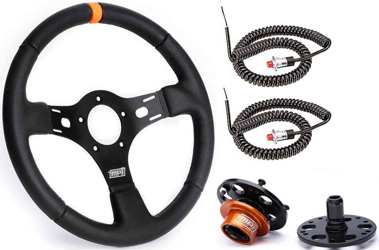 13 in. Diameter Drag Race Steering Wheel Kit, Bolt-On Style Flange