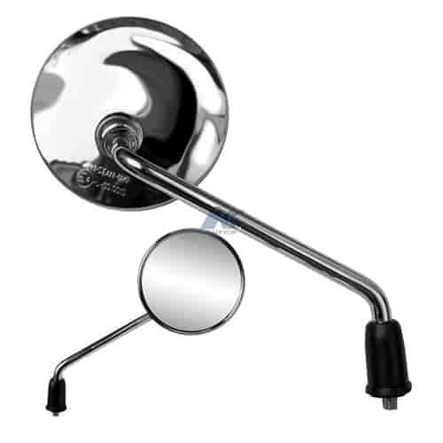 Round stainless steel mirror with aluminum die-cast metal brackets pair