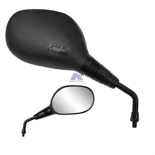 Yamaha style oval mirror with aluminum die-cast metal brackets pair