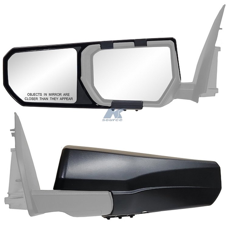 80960 Snap & Zap Clip-On Towing Mirror Set Fits Select Chevrolet Colorado GMC Canyon [Textured Black]