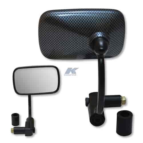 Carbon 7/8 universal rectangular bar end mirror
