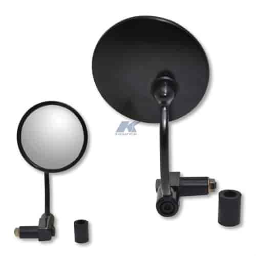 Matte black 7/8 universal round bar end mirror