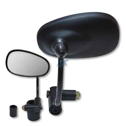 Matte black 7/8 universal oval bar bar end mirror