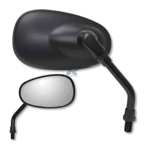Matte black universal mini oval mirror 10mm