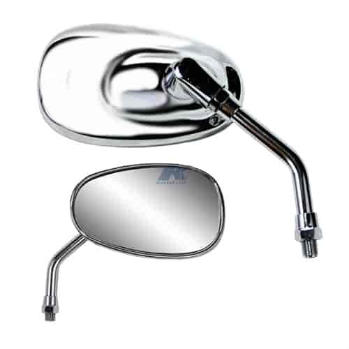 Chrome Yamaha reverse thread mini oval mirror RH