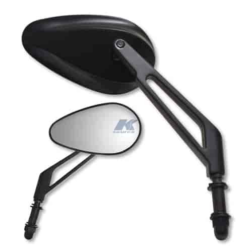 Black short billet stem high-rise bar teardrop mirror universal Harley
