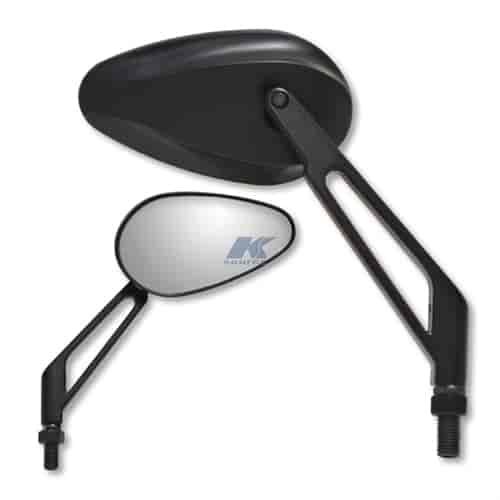 New X-treme black short billet stem universal teardrop mirror