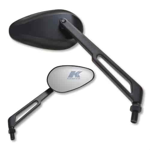 New X-treme black long billet stem universal teardrop mirror