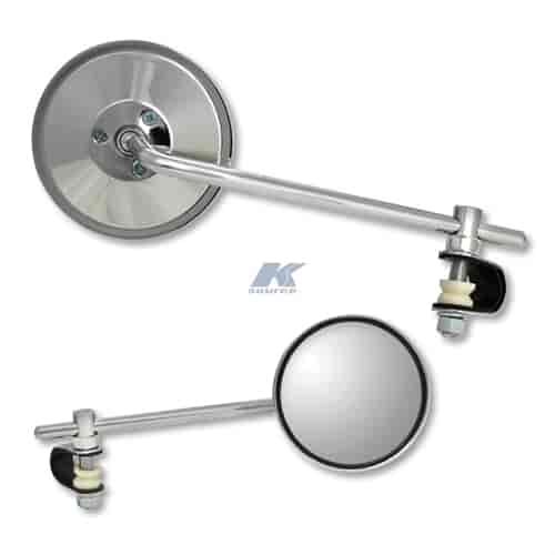 Chrome universal long stem round clamp mirror