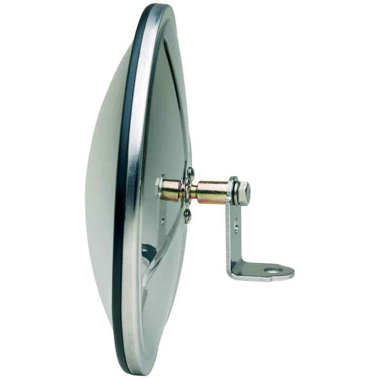 Clamp on Spot Mirror HD 8 1/2 round full bubble convex SS Easy Clamp-on Installation Convex Lens increases visibility.