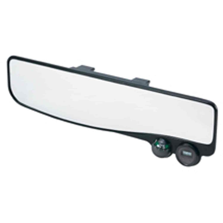 11 1/2 Clip-on Mirror with Clock & Compass Spring Loaded Clamp System Clamps to Day/Night Mirror Compass.